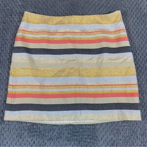 J Crew Skirt Women Size 0 Mini Metallic Stripe Gold Pink Preppy Barbiecore Party